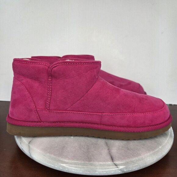 Old Navy Slippers Womens Size 8 Pink Faux Suede Sherpa Lined Indoor Outdoor - Picture 8 of 12